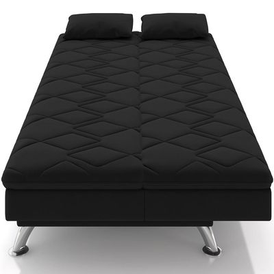 Sofá Cama para Sala de Estar Quarto 193cm Lia M03 Veludo Preto - Lyam Decor