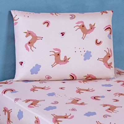 Jogo de Cama Lençol Kids Solteiro Unicórnio 2 Peças