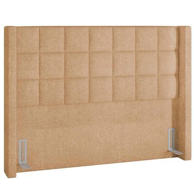 Kit Cabeceira Cama Box Paris 160 cm com Puff Recamier Itália P05 Bouclê Mostarda - Lyam Decor