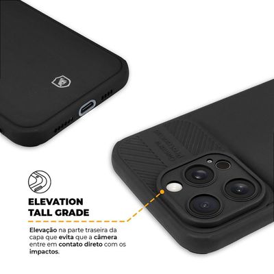 Kit Capa Symetric Preta e Pelicula Ultra Glass Preta para iPhone 15 Pro - Gshield