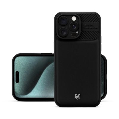 Kit Capa Symetric Preta e Pelicula Ultra Glass Preta para iPhone 15 Pro - Gshield