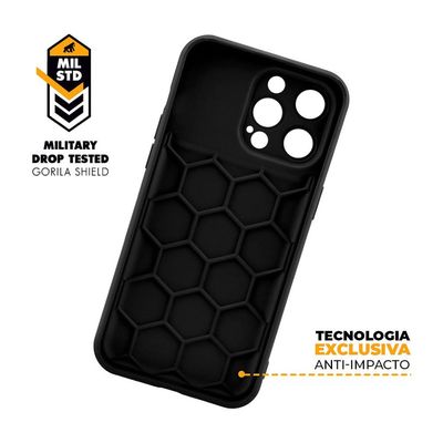 Kit Capa Symetric Preta e Pelicula Ultra Glass Preta para iPhone 15 Pro - Gshield