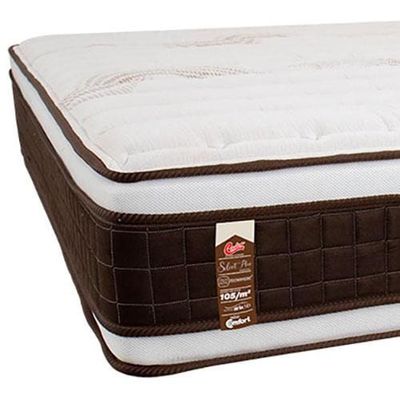 Colchão King Size Castor Sellect P Duplo com Molejo Tecnopedic, Almofada Euro e Revestimento em Malha 34x193x203cm Marrom com Bege