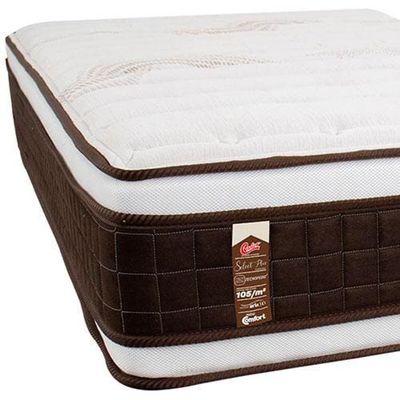 Colchão de Solteiro Castor Sellect P Duplo com Molejo Tecnopedic, Almofada Euro e Revestimento em Malha 34x88x188cm Marrom com Bege