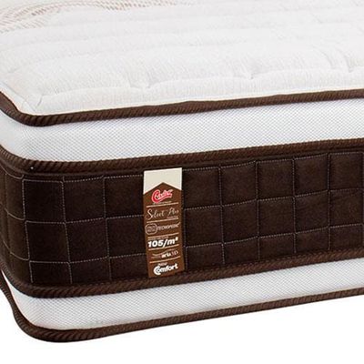 Colchão de Solteiro Castor Sellect P Duplo com Molejo Tecnopedic, Almofada Euro e Revestimento em Malha 34x88x188cm Marrom com Bege