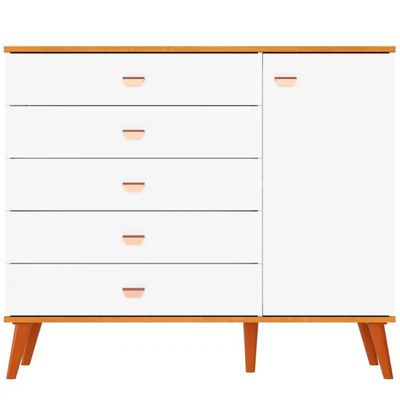 Cômoda Infantil Bartira Ternura com 5 Gavetas e 1 Porta com 106,8 cm de Largura Branco Wood