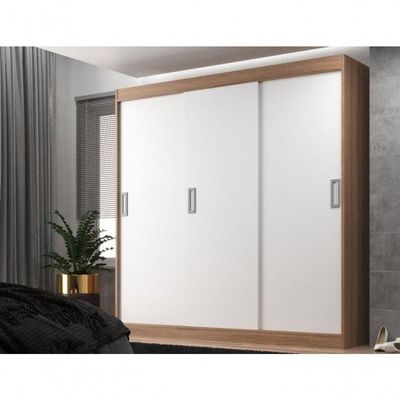 Guarda Roupas Casal Lisboa 3 Portas De Correr E 2 Gavetas - Branco - Demolição Branco - Demolição