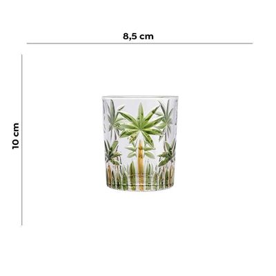 Copo P- água Suco Baixo Cristal Palm Tree Wolff 340ml