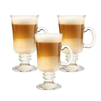Jogo 3 Taças De Cappuccino Café Caneca Dolce Gusto Nespresso Vidro Transparente 250ml Lyor