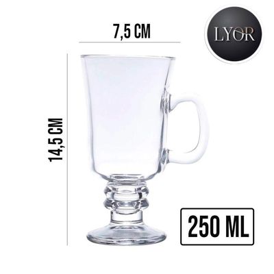 Jogo 3 Taças De Cappuccino Café Caneca Dolce Gusto Nespresso Vidro Transparente 250ml Lyor