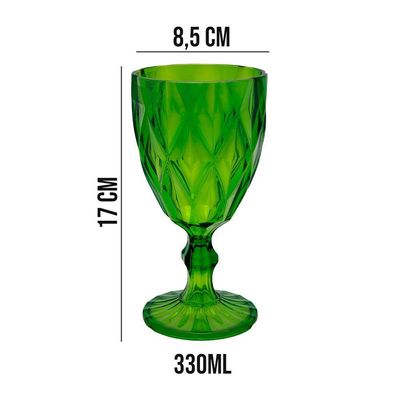 Jogo 2 Taças De Acrílico Verde Diamond Diamante Festa Piscina Plástico 330ml Lyor