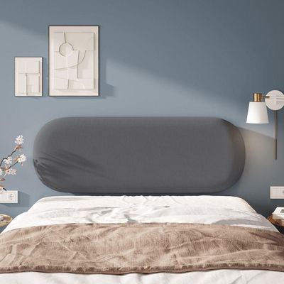 Painel Cabeceira Amaú Redonda P Cama De Casal Estofada cinza