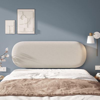 Painel Cabeceira Amaú De Parede Veludo Kit Montagem Incluso bege