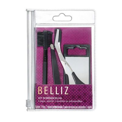 Kit Design Sobrancelhas Pinça Tesoura Pente E Espelho Belliz