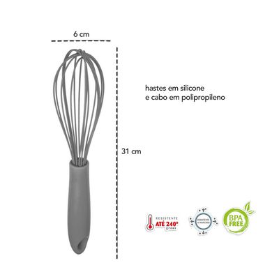 Tigela e Batedor de Claras Fouet Kit Cozinha Preto 2un