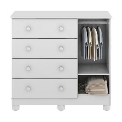 Cômoda Infantil Duda Plus com 1 Porta 4 Gavetas Peroba Branco
