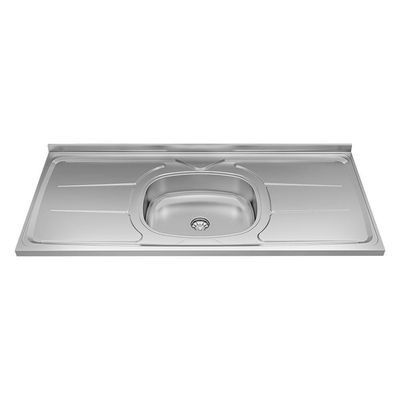 Balcão Gabinete Com Pia Inox 120cm 3 Portas E 1 Gaveta Gabriela Cinza - Ajl Móveis