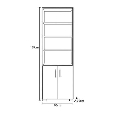 Estante Livreiro Multiuso Portas Pequenas 6 Prateleiras Office Branco White - Móveis Leão