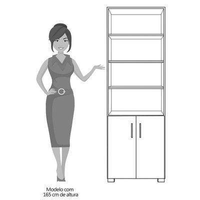 Estante Livreiro Multiuso Portas Pequenas 6 Prateleiras Office Branco White - Móveis Leão