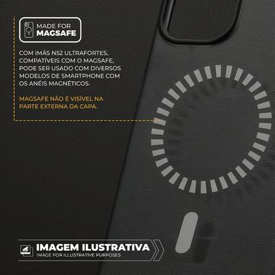 Capa para iPhone 14 - Couro Dual Magsafe - Preta - Gshield