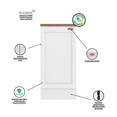 Balcão Com Tampo 41 Cm 1 Porta Unna Poliman Móveis Branco