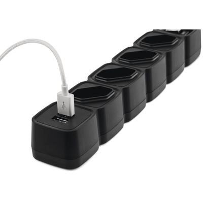 Filtro De Linha Protetor Eletronico Regua Extensão Eletrica EPE 204 USB Intelbras 4 Tomadas 2 Usb Preto