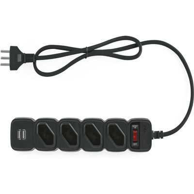Filtro De Linha Protetor Eletronico Regua Extensão Eletrica EPE 204 USB Intelbras 4 Tomadas 2 Usb Preto