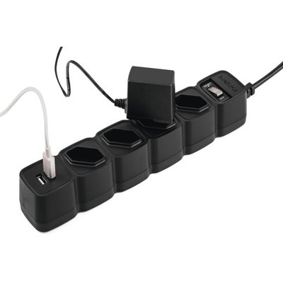 Filtro De Linha Protetor Eletronico Regua Extensão Eletrica EPE 204 USB Intelbras 4 Tomadas 2 Usb Preto