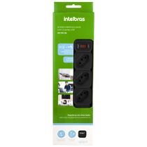 Filtro De Linha Protetor Eletronico Regua Extensão Eletrica EPE 204 USB Intelbras 4 Tomadas 2 Usb Preto