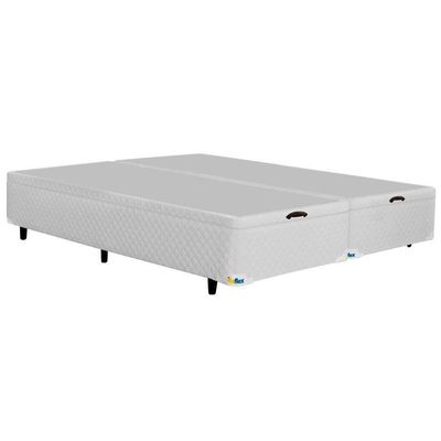 Cama Box Queen Size com Colchão Umaflex Itália e Base Itaflex Universal com Pillow Top, Molas Ensacadas e Baú Branco