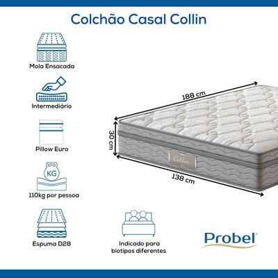 Colchão Casal Mola Ensacada Probel Collin (138x188x30cm)