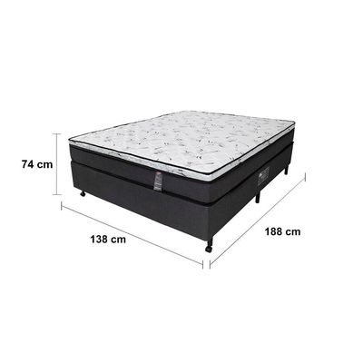 Cama Box Casal Castor Selle P Dupla com Revestimento em Tecido Suede + Colchão com Euro Pillow e Molejo Tecnopedic 34x138x188cm Marrom com Bege