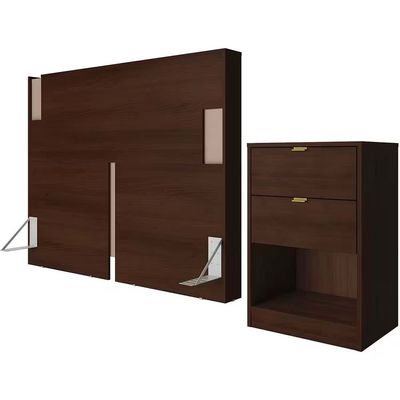 Cabeceira para Cama Box Casal e Queen Diplomata com Revestimento em Finish Foil Bartira Café/Avelã