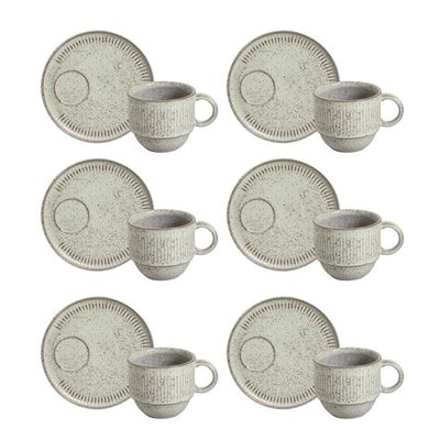 Conjunto de Xícaras de Chá Empilháveis com Pires Porto Brasil Pistache 6 peças 230 ml Verde