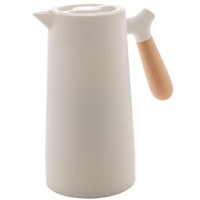 Garrafa Térmica Wolff Com Cabo Madeira Nórdica 1L Branco