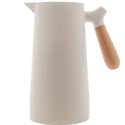Garrafa Térmica Wolff Com Cabo Madeira Nórdica 1L Branco