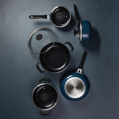 Conjunto de Panelas 5 Peças Tramontina Tunis Antiaderente com Revestimento Cerâmico e Fundo de Indução Azul