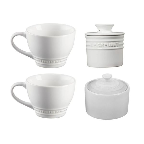 KIT LE CREUSET AÇUCAREIRO POTE DE MANTEIGA 2 CANECAS BISTRÔ 400ML Branco