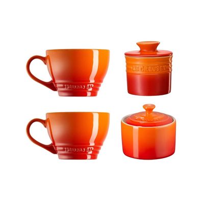 KIT LE CREUSET AÇUCAREIRO POTE DE MANTEIGA 2 CANECAS BISTRÔ 400ML Branco