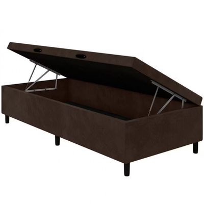 Cama Box de Solteiro Portobel Noah Ortopédico com Molas Ensacadas, EPS e Revestimento em Poliéster 70x88x188cm Branco com Marrom