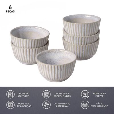 Conjunto de Ramequim Porto Brasil Linhas Latte com 6 Peças 170 ml Bege