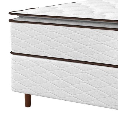 Cama Box de Solteiro Umaflex New Itália com Molas Ensacadas e Pillow Top D26 - 63x88x188cm Branco com Marrom