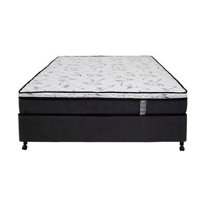 Cama Box de Casal Castor New Alfa com revestimento em tecido Poliéster + Colchão com Molejo Tecnopedic, Euro Pillow e Malha 24x138x188cm Cinza