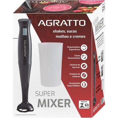Mixer De Alimentos Gourmet Preto 127v Mx-01 200w Copo 700ml Agratto