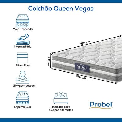 Colchão Queen Mola Ensacada Prodormir Vegas Comfort (158x198x20cm)