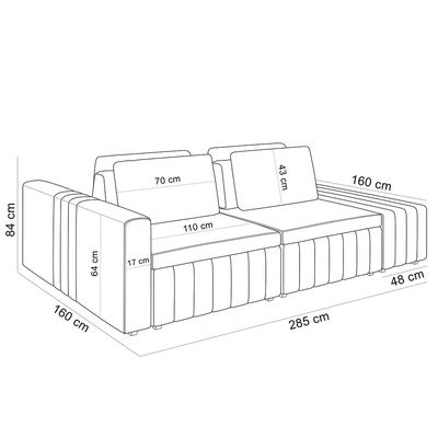 Sofá Ilha com Puff para Sala Living 285cm Amber M03 Linho Cru - Lyam Decor