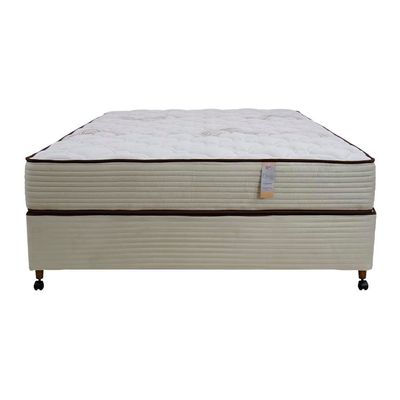Cama Box Viúva Castor Dome One Revestida em Tecido Suede + Colchão com Molejo Tecnopedic e Revestimento em Malha 27x128x188cm Bege