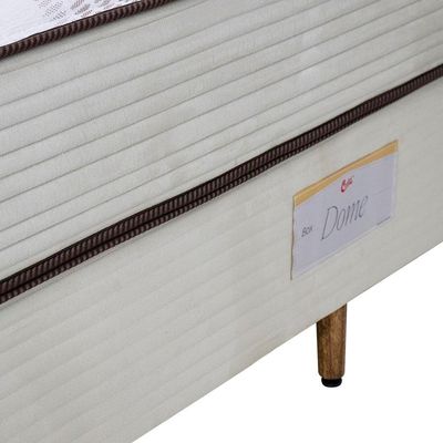 Cama Box Viúva Castor Dome One Revestida em Tecido Suede + Colchão com Molejo Tecnopedic e Revestimento em Malha 27x128x188cm Bege