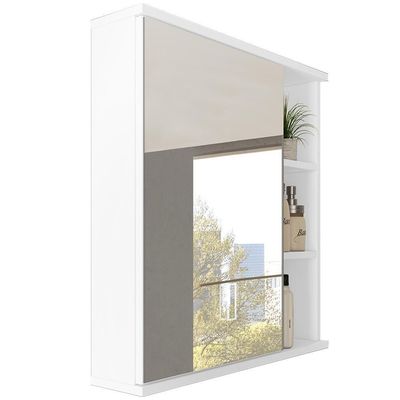 Armário Aéreo Para Banheiro 60Cm Com Porta E Espelho Branco