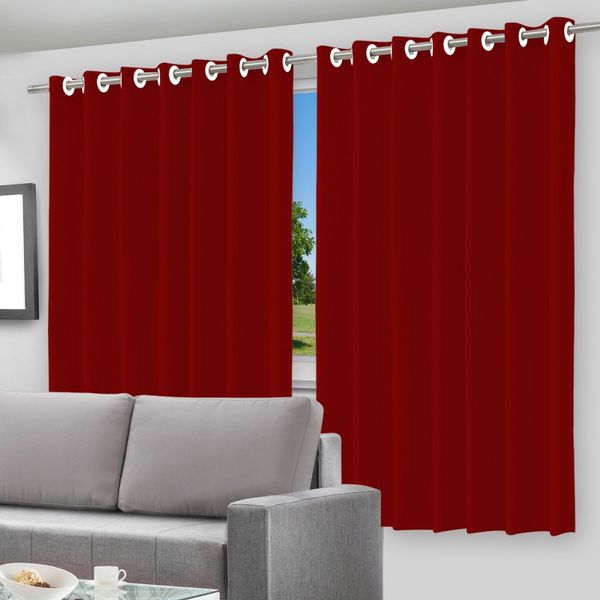 WE DROP - Cortina Blackout com Forro 2 em 1 Voil Vermelho com ilhos - 280x260cm